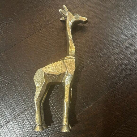Gold Metal Giraffe Figurine Home Decor Sculpture 12” Tall - Picture 4 of 8